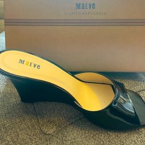 Maeve from Anthropologie patton leather black mules . Worn once